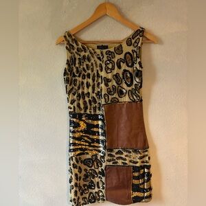 Y2K G Lish Leopard Print Sequin Dress‎ size Small